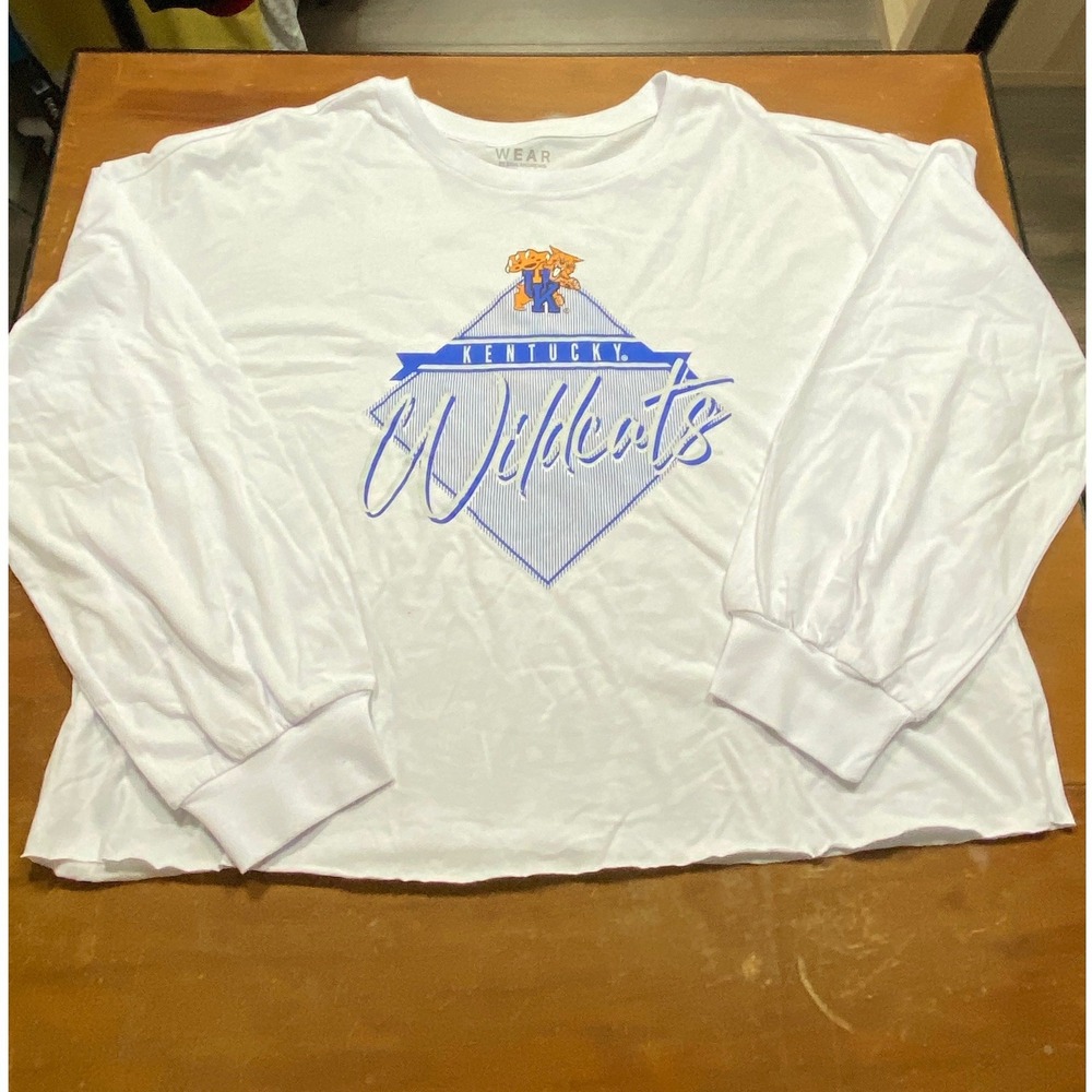 WEAR by Erin Andrews Kentucky Wildcats T-Shirt Womens XXL White Cropped Tee